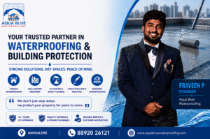 PRAVEEN P, Founder of Aqua Blue Waterproofing, providing expert waterproofing solutions in Bangalore.