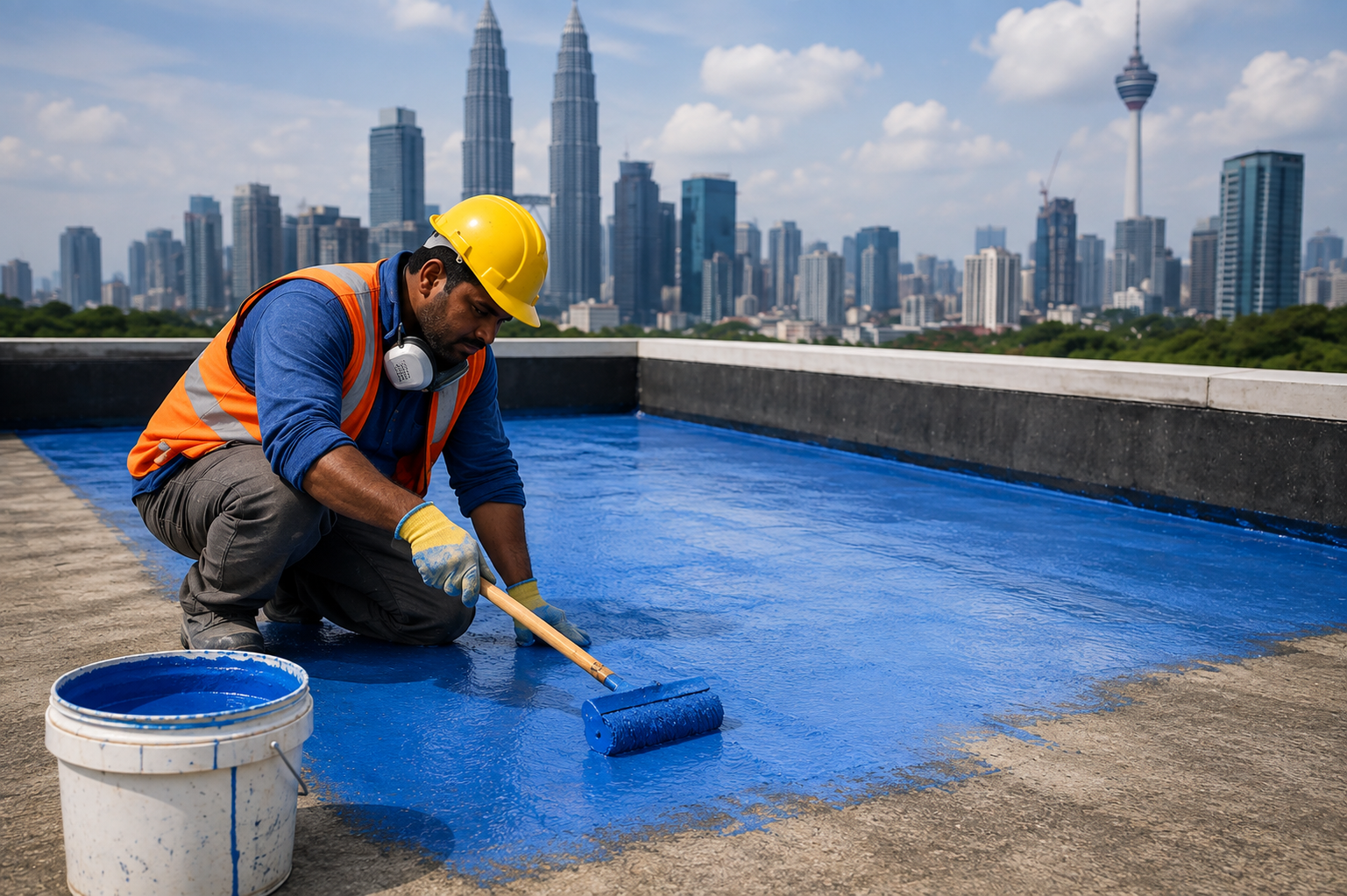 Waterproofing team at work — replace with real photo