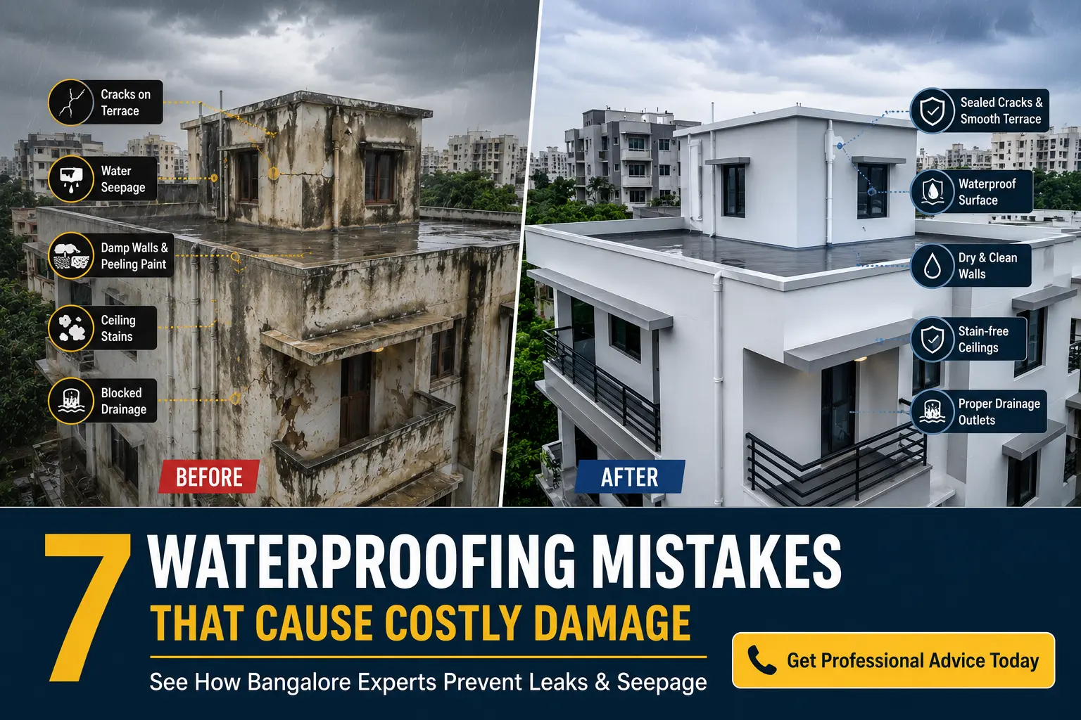 common waterproofing mistakes Bangalore homeowners should avoid