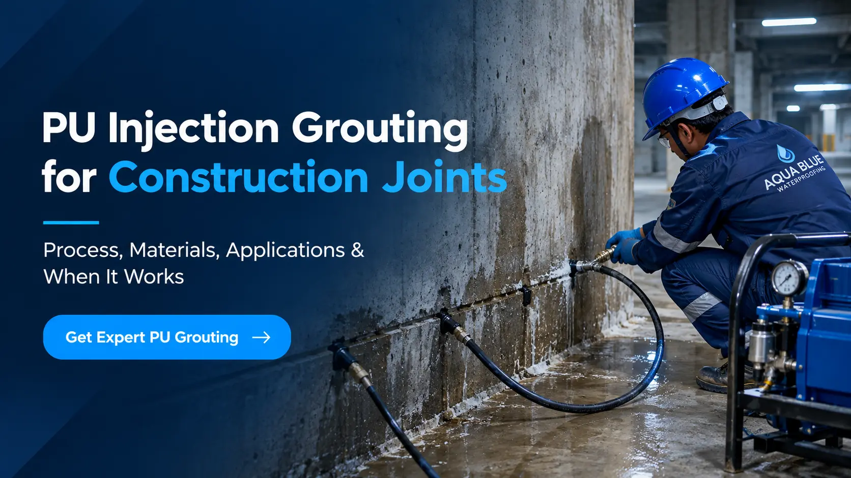 PU injection grouting for construction joints